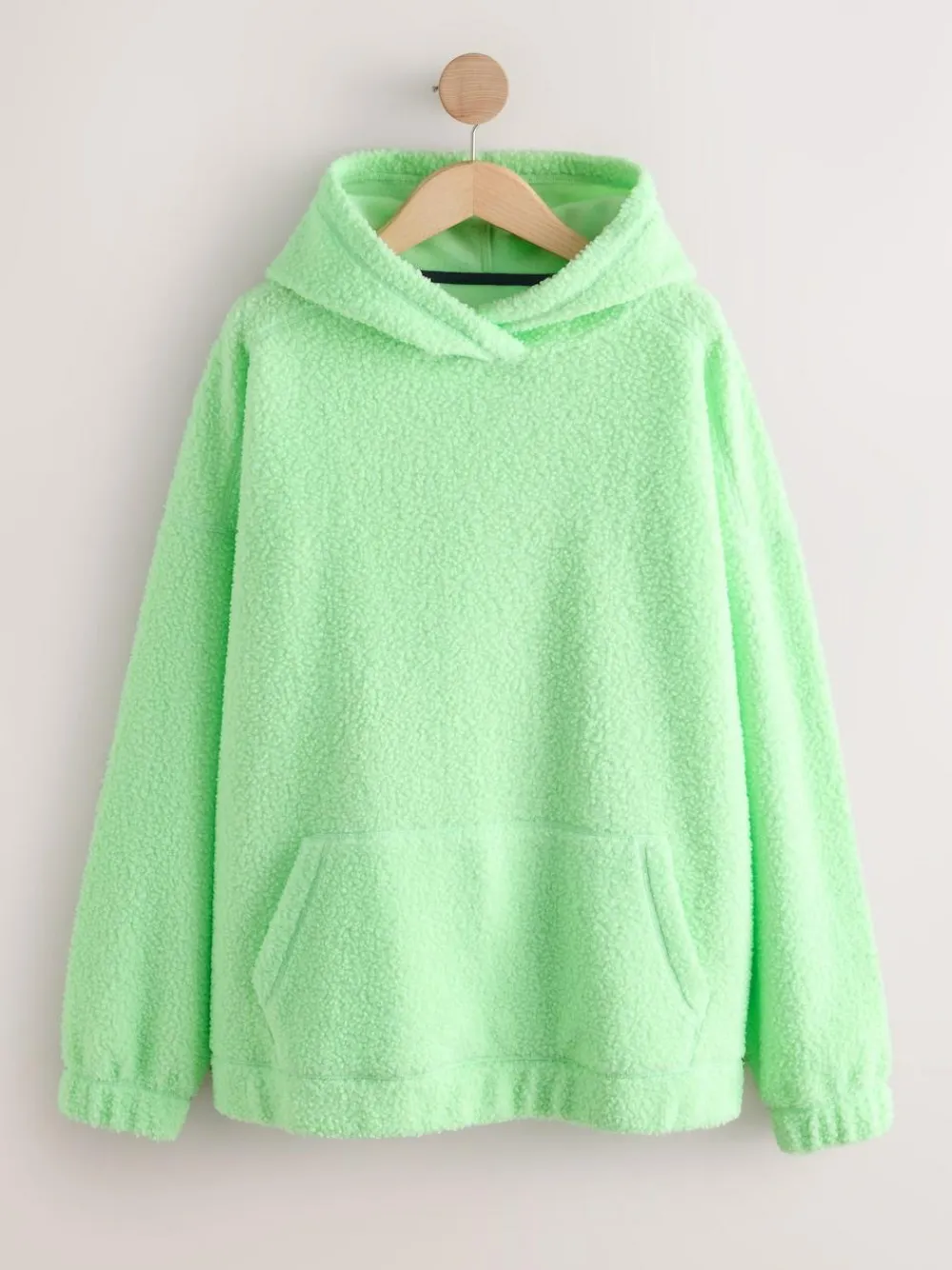 Online Next Soft Teddy Borg Longsleeve Hoodie Lime Green