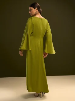 Next Twist Front Long Sleeve Satin Maxi Dress^Women Occasion Dresses|Maxi Dresses
