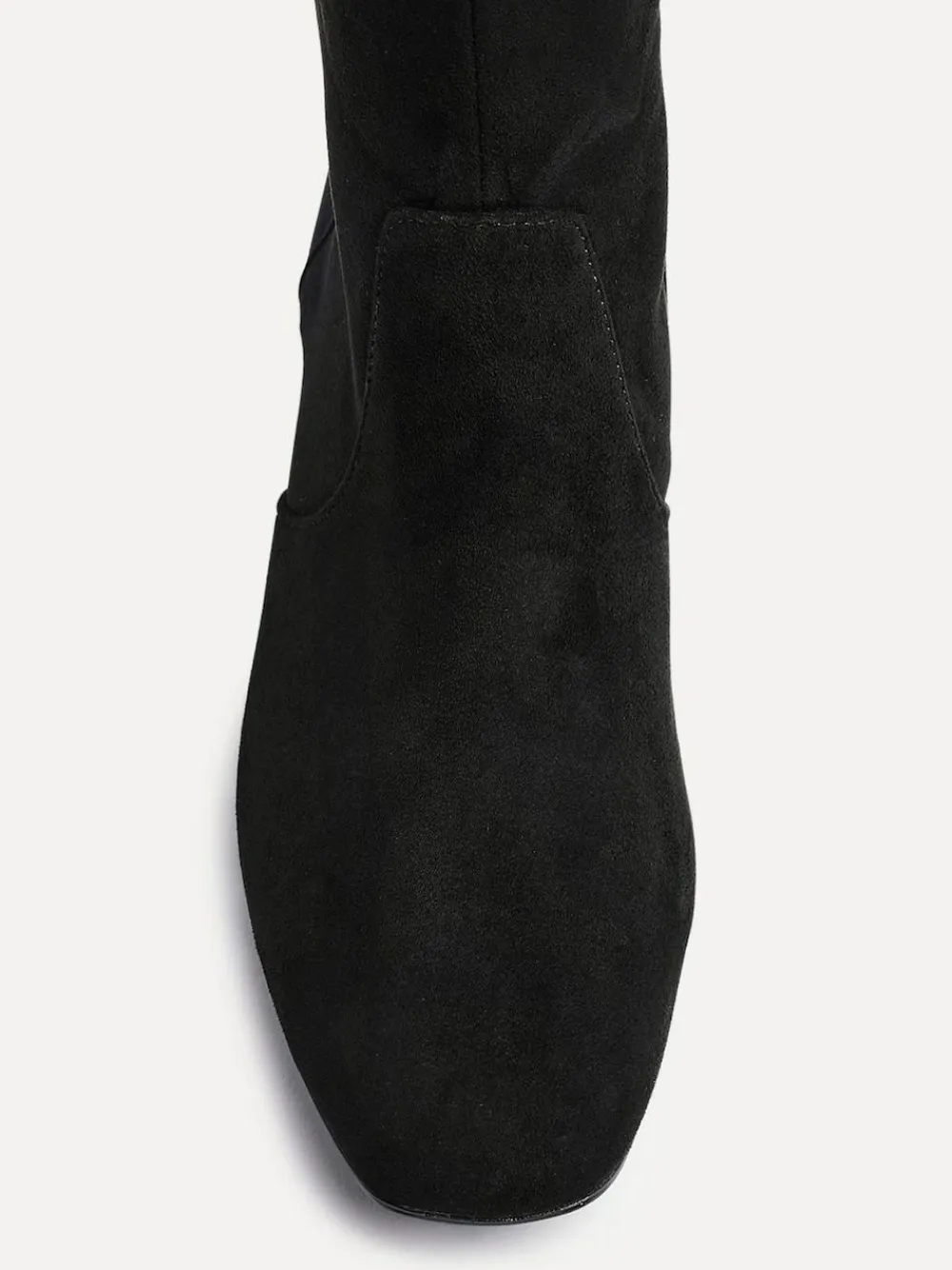 Discount Linzi Slate Stretch Knee High Block Heel Boots Black