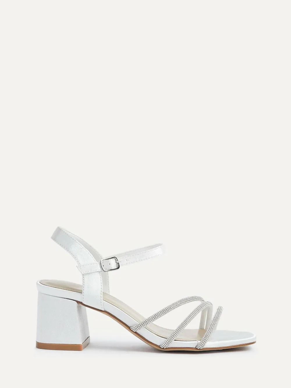 Linzi Cream Bridal Wide Fit Mariah Open Back Heels With Diamante Triple Front^Women Heels