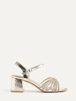 Sale Linzi Strictly Wide Fit Diamante Crossover Heeled Sandals Gold