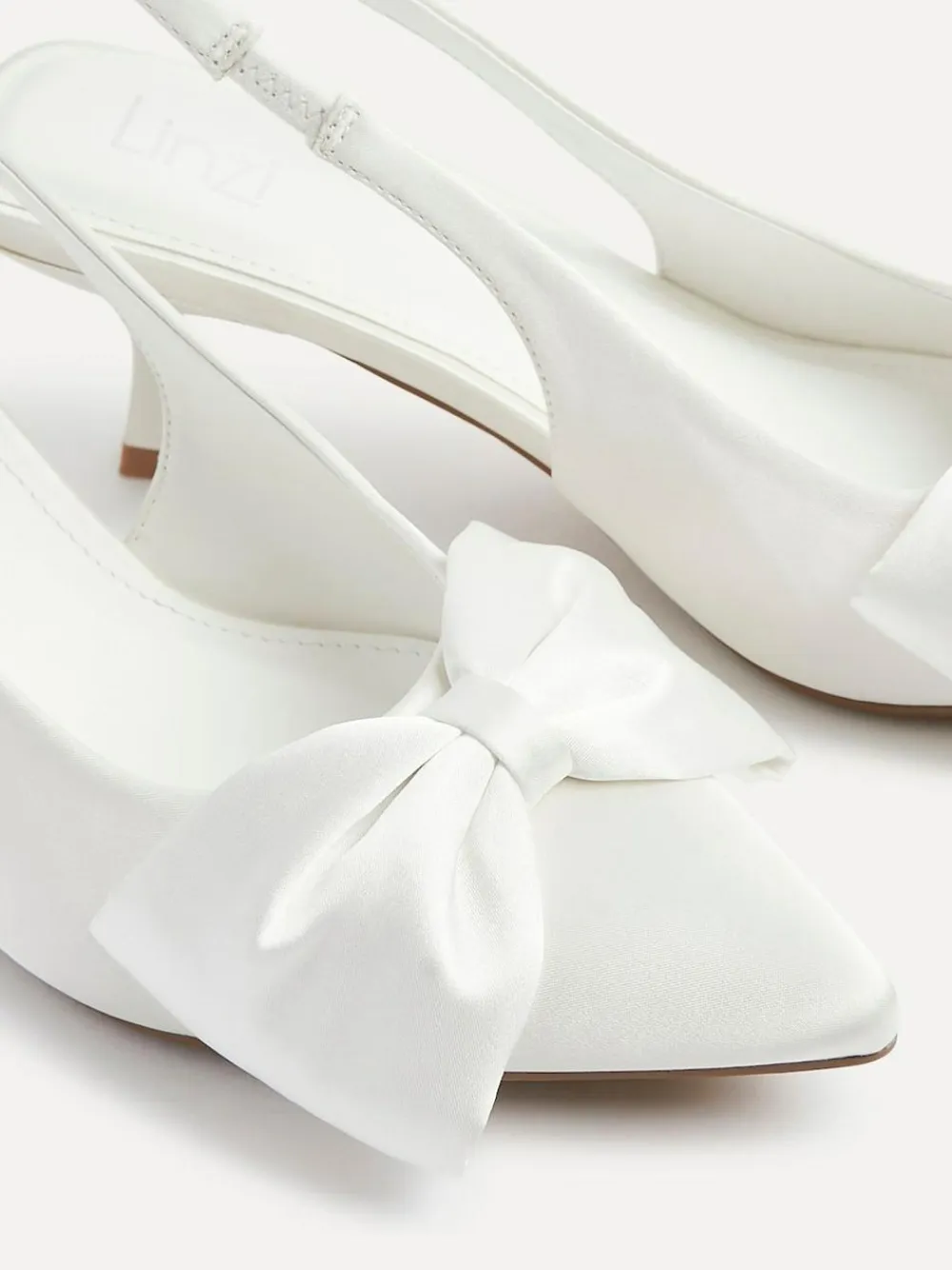 Linzi Ivory Bridal Merlot Satin Slingback Court Heels With Bow Detail