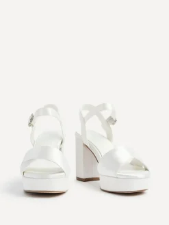 Clearance Linzi Ivory Bridal Perola Cross-Over Strappy Platform Sandals