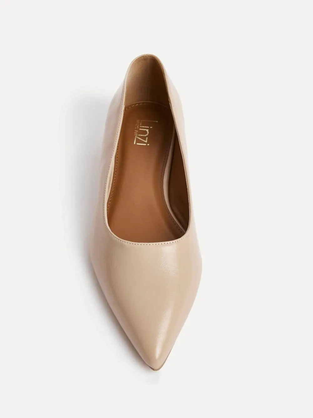 Linzi Wide Fit Compete Pointed Toe Ballet Flat Shoes Nude