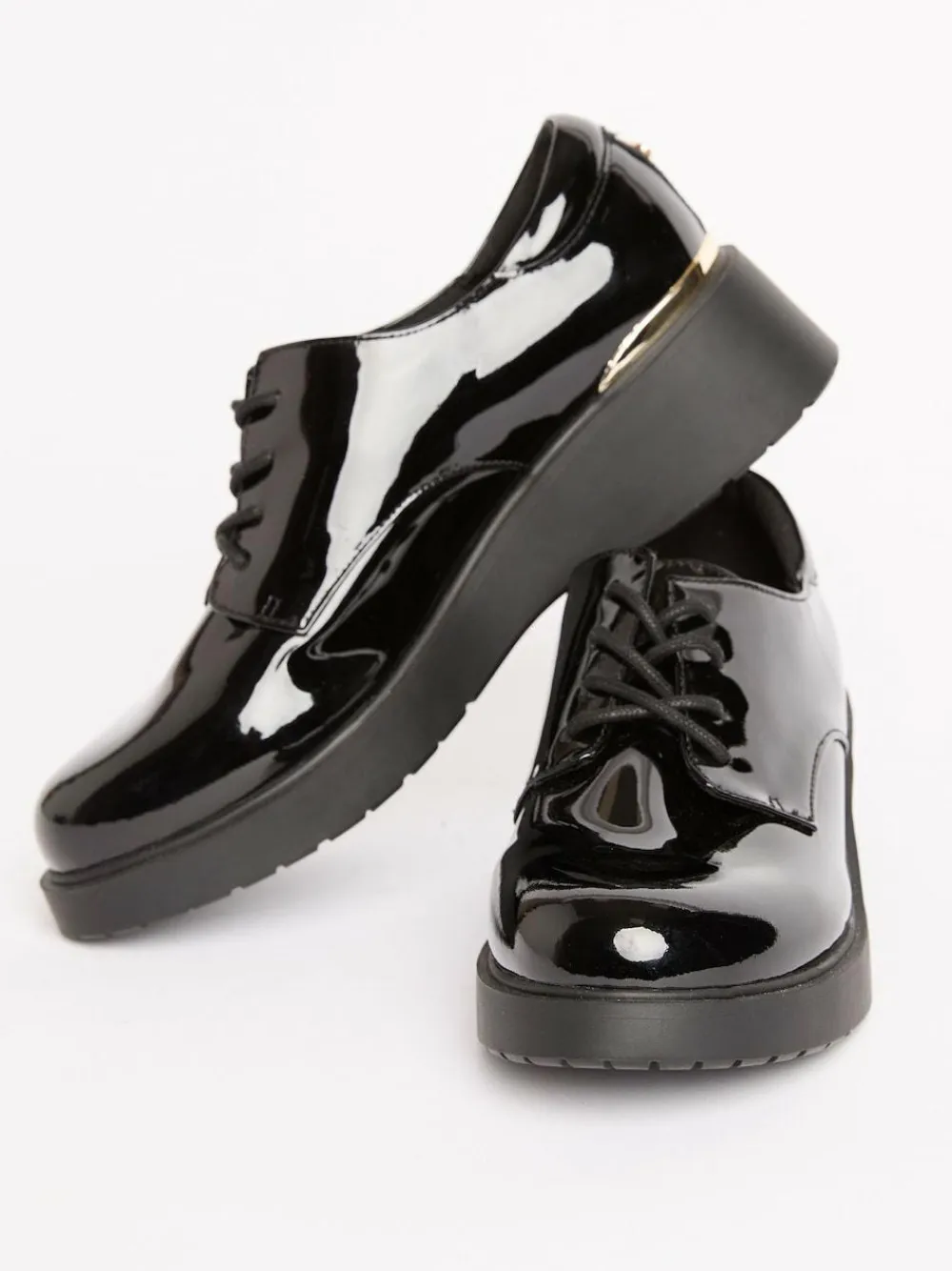 Clearance Lipsy Black Heel Clip Wedge Brogue School Shoes