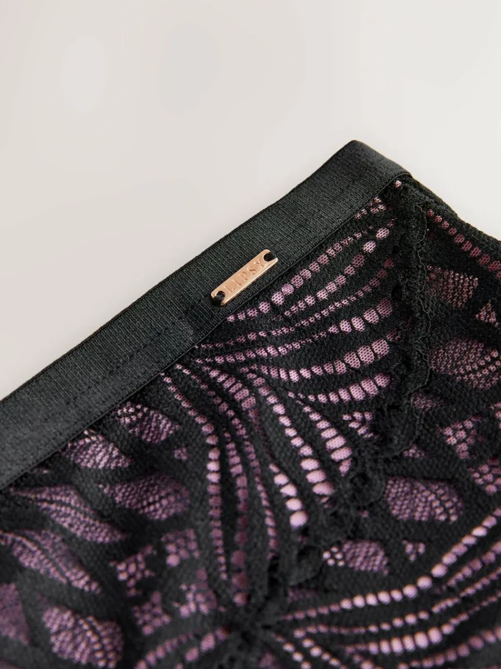 Lipsy Black High Rise Geo Lace Thong^Women Panties