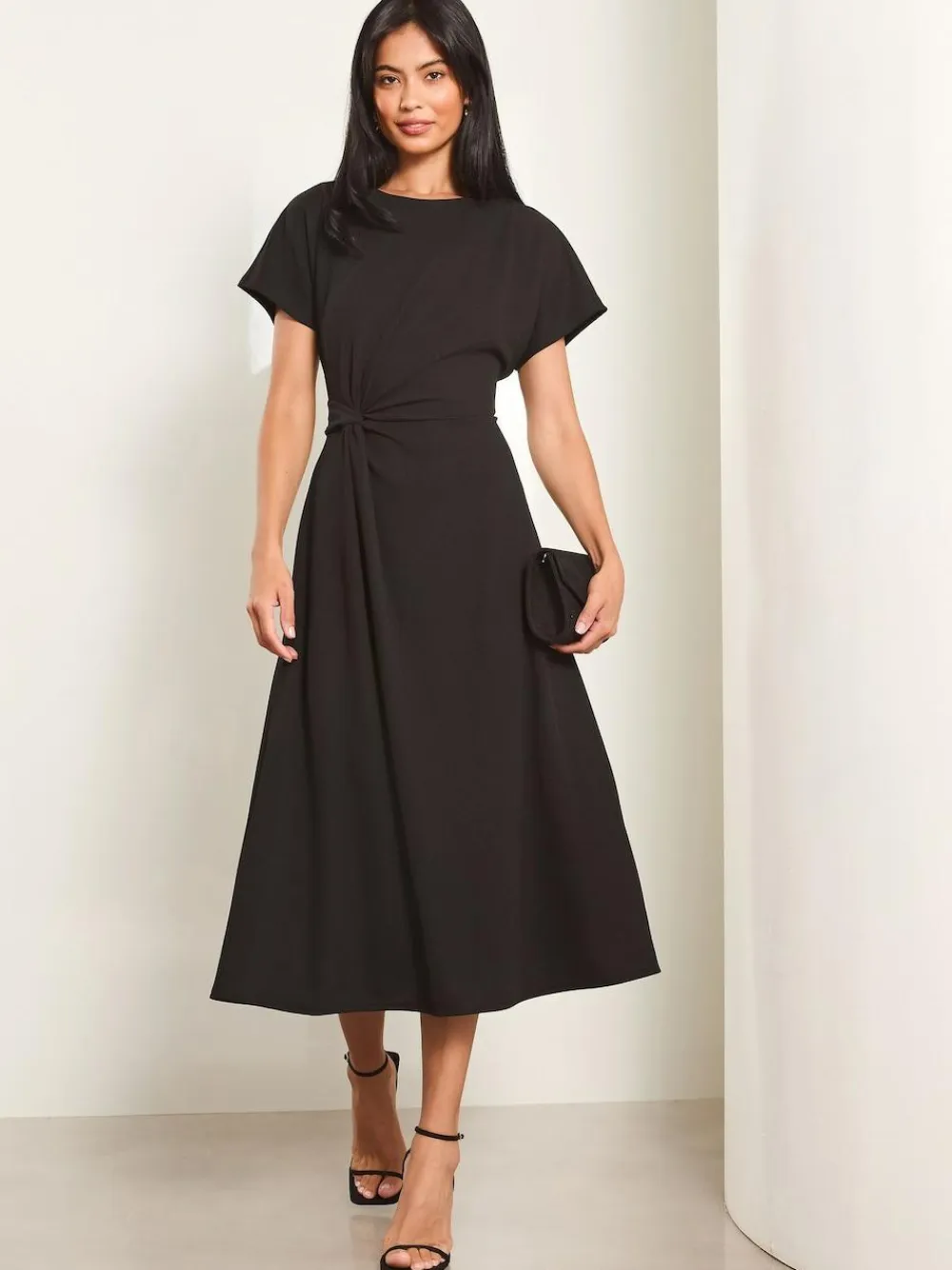 Lipsy Knot Side Midi Dress Black