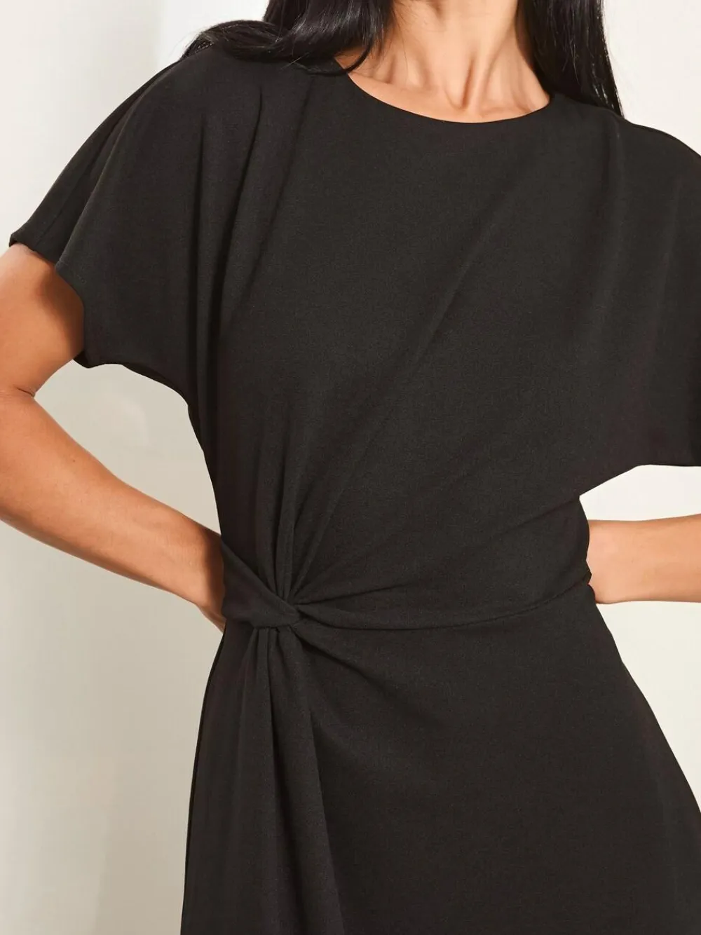 Discount Lipsy Petite Knot Side Midi Dress Black