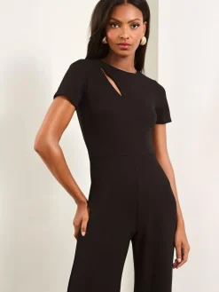 Lipsy Black Petite Short Sleeve Splice Jumpsuit^Women Occasionwear|Jumpsuits & Playsuits