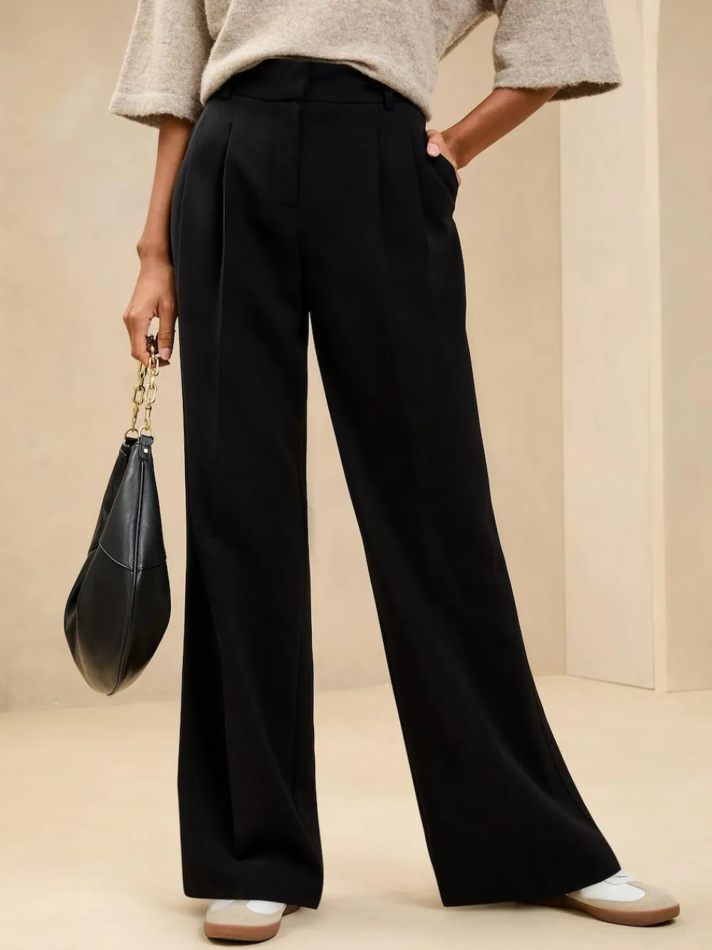 Outlet Lipsy Premium Wide Leg Trousers Black