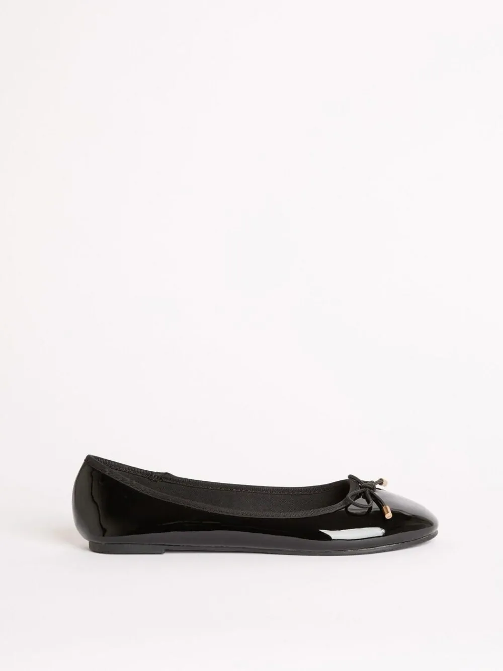 Outlet Lipsy Black Standard Fit (F) Patent Slip On Ballerina School Shoes