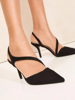 Lipsy Standard Fit Asymmetric Strap Court Shoes Black