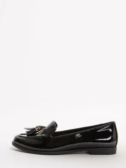 Hot Lipsy Standard Fit Flat Slim Sole Tassel Loafers Black