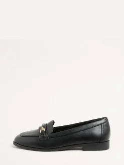 Lipsy Black Standard Fit Snaffle Bar Faux Leather Loafers^Women Flats