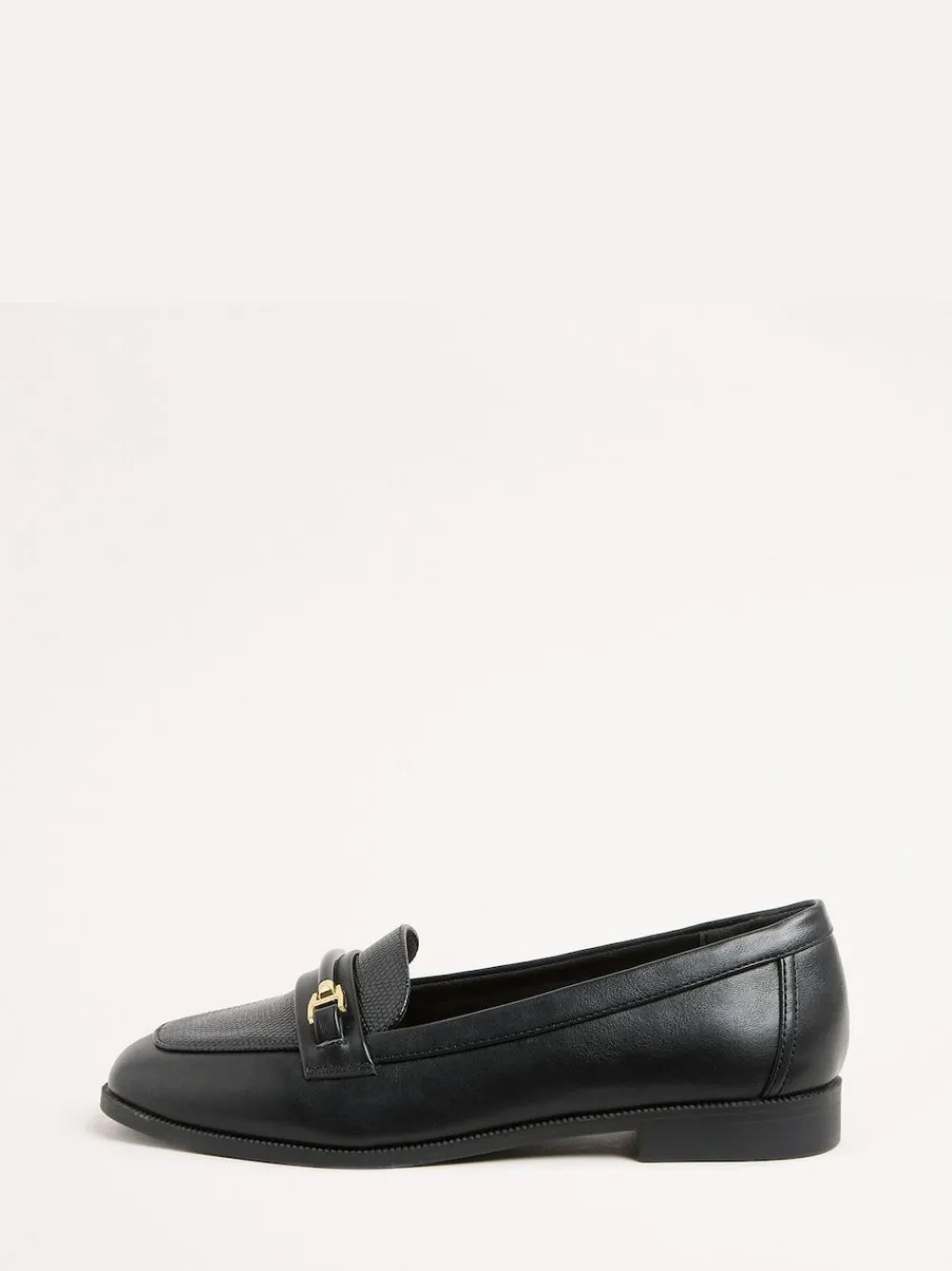 Lipsy Black Standard Fit Snaffle Bar Faux Leather Loafers^Women Flats