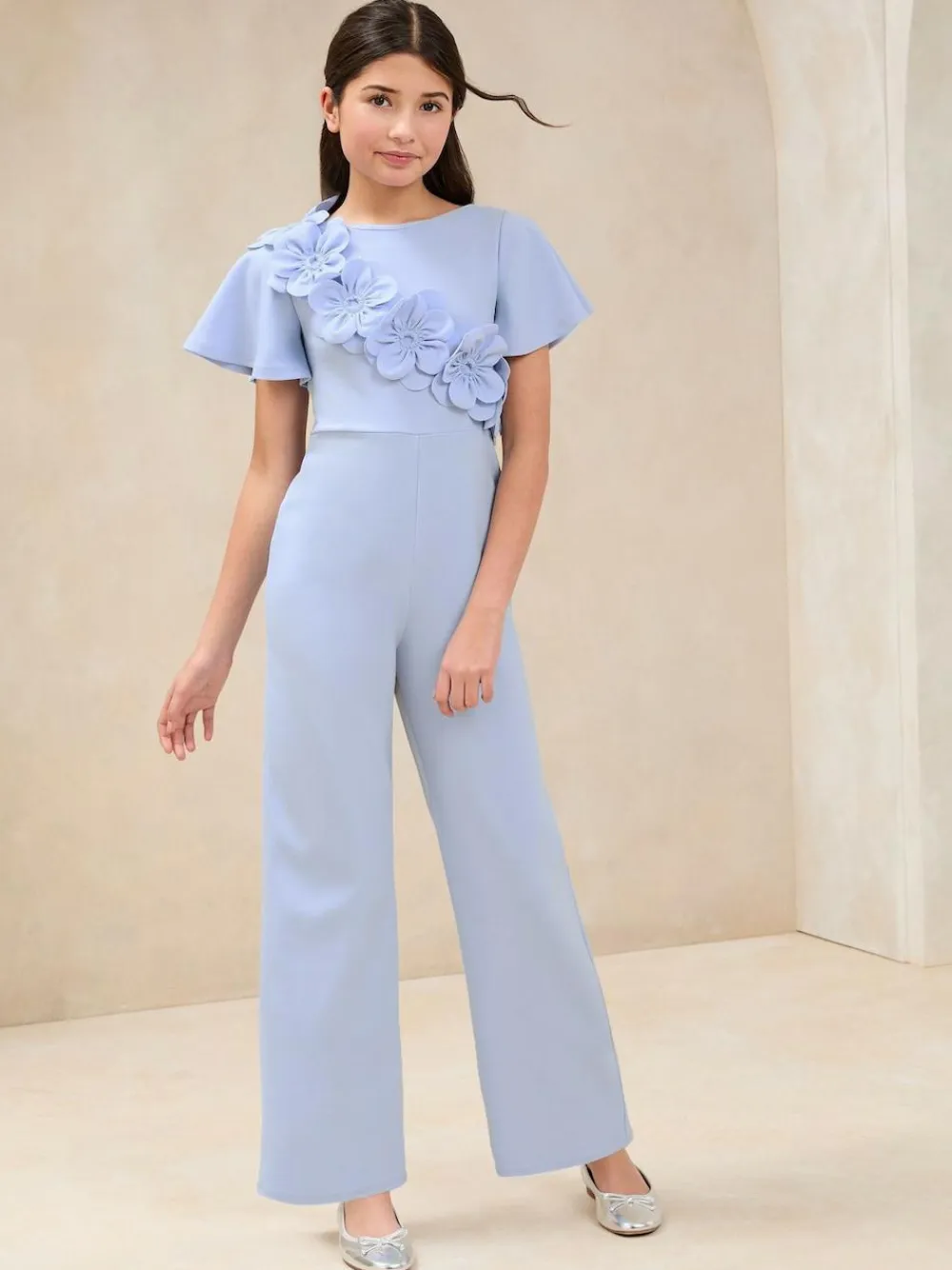 Hot Lipsy Blue 3D Corsage Jumpsuit (5-16yrs)