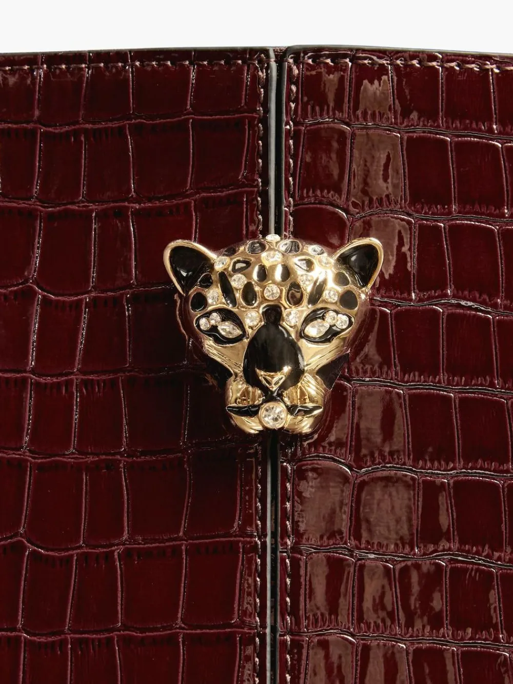 Hot Lipsy Croc Effect Shopper Tote Bag Burgundy Red