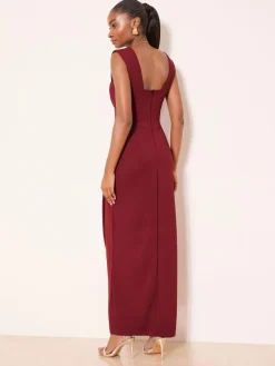 Lipsy Petite Square Neck Short Sleeve Ruched Maxi Dress^Women Dresses