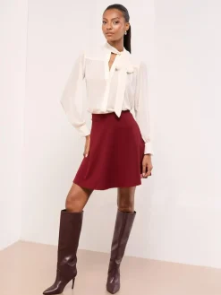 Discount Lipsy Skater Skirt Burgundy Red