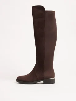 Lipsy Standard fit Faux Suede Elasticated Flat Knee High Casual Boots^Women Boots & Wellies|Boots