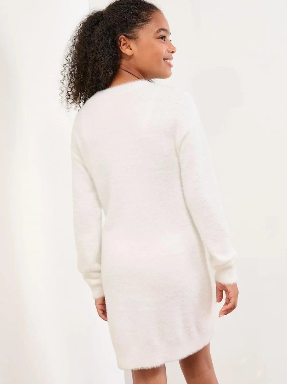 Best Lipsy Cream White Bow Knit Dress (5-16yrs)