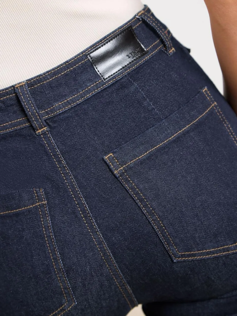 Hot Lipsy Glam Flare Leg Jeans Dark Blue Wash