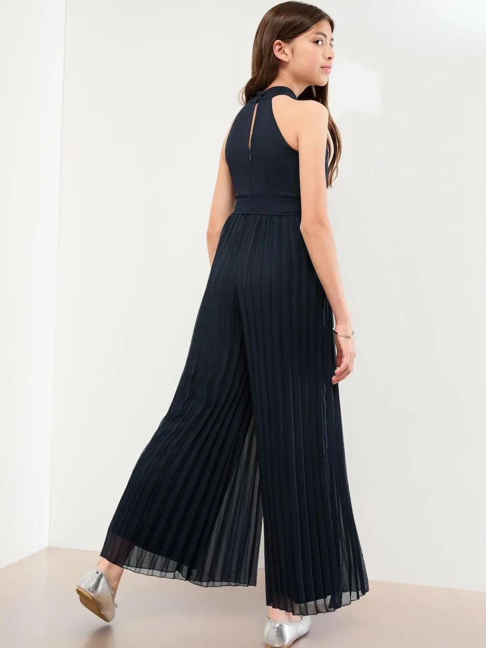 Sale Lipsy Navy Blue Twist Halter Occasion Jumpsuit (5-16yrs)