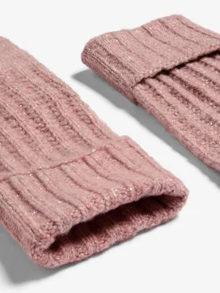 Online Lipsy Shimmer Ribbed Knitted Gloves Pink