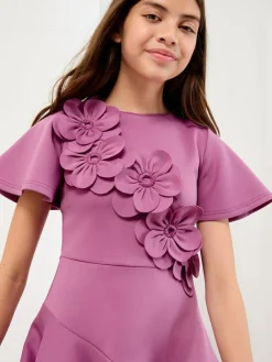 Lipsy Purple Scuba 3D Corsage Dress (5-14yrs)^ Occasionwear