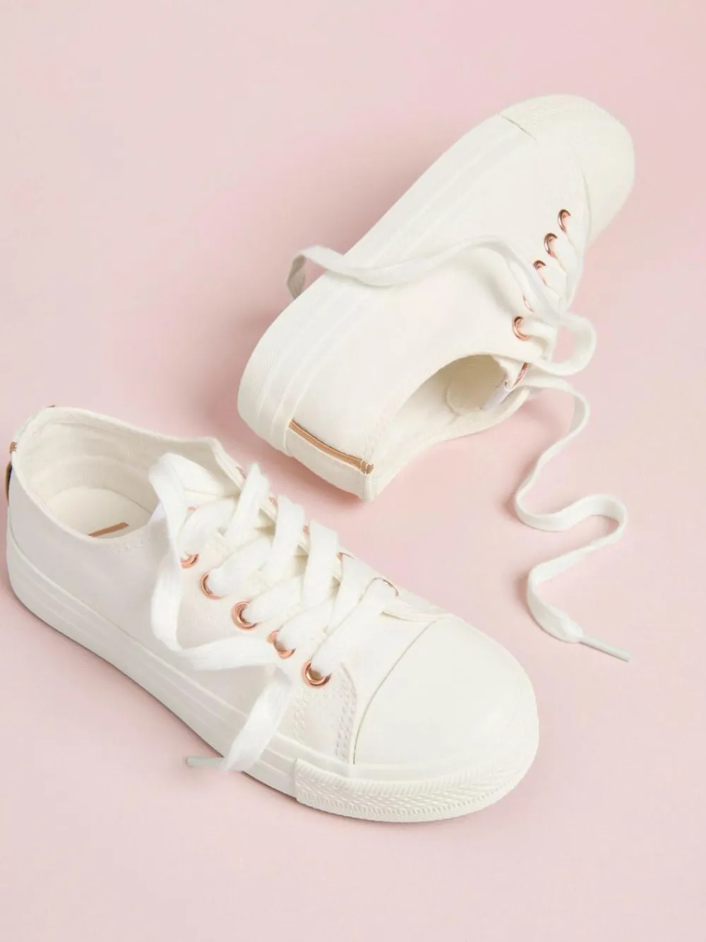 Lipsy Low Top Lace-Up Canvas Baseball Trainers^ Sneakers