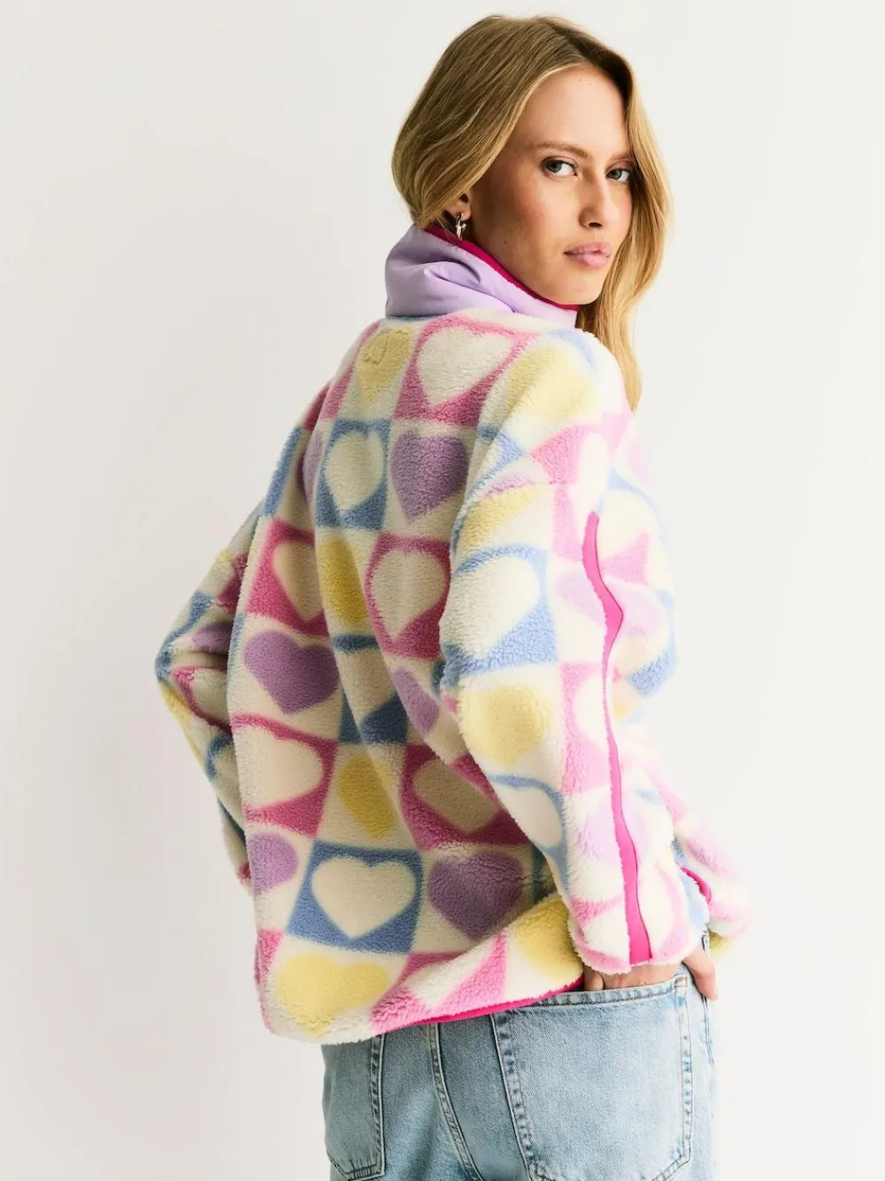 Little Bird by Jools Oliver Multi Heart Colourblock Borg Fleece^Women Hoodies & Sweatshirts|Coats & Jackets