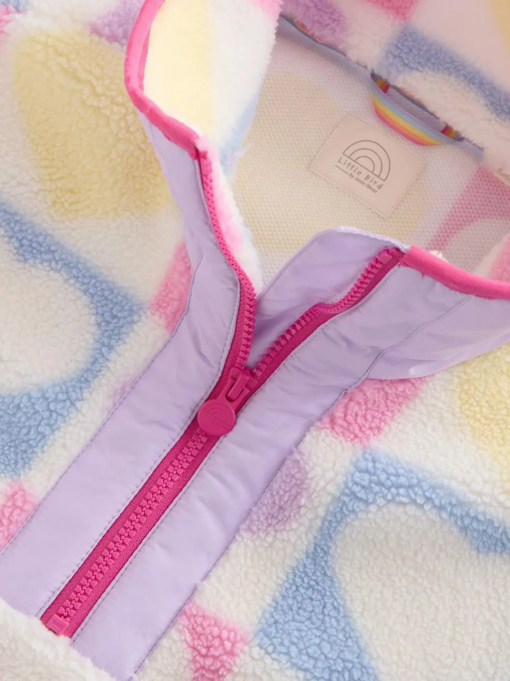 Little Bird by Jools Oliver Multi Heart Colourblock Borg Fleece^Women Hoodies & Sweatshirts|Coats & Jackets
