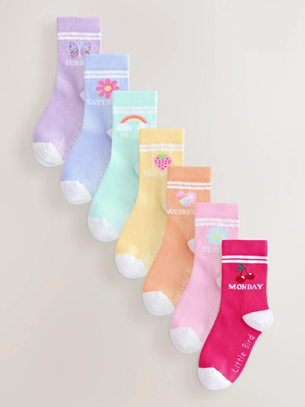 Online Little Bird by Jools Oliver Multi Pastel Rainbow Days Of The Week Socks 7 Pack
