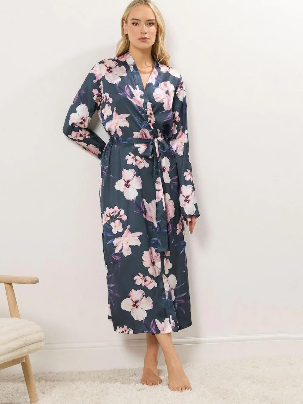 Long Tall Sally Satin Maxi Robe^Women Bathrobes