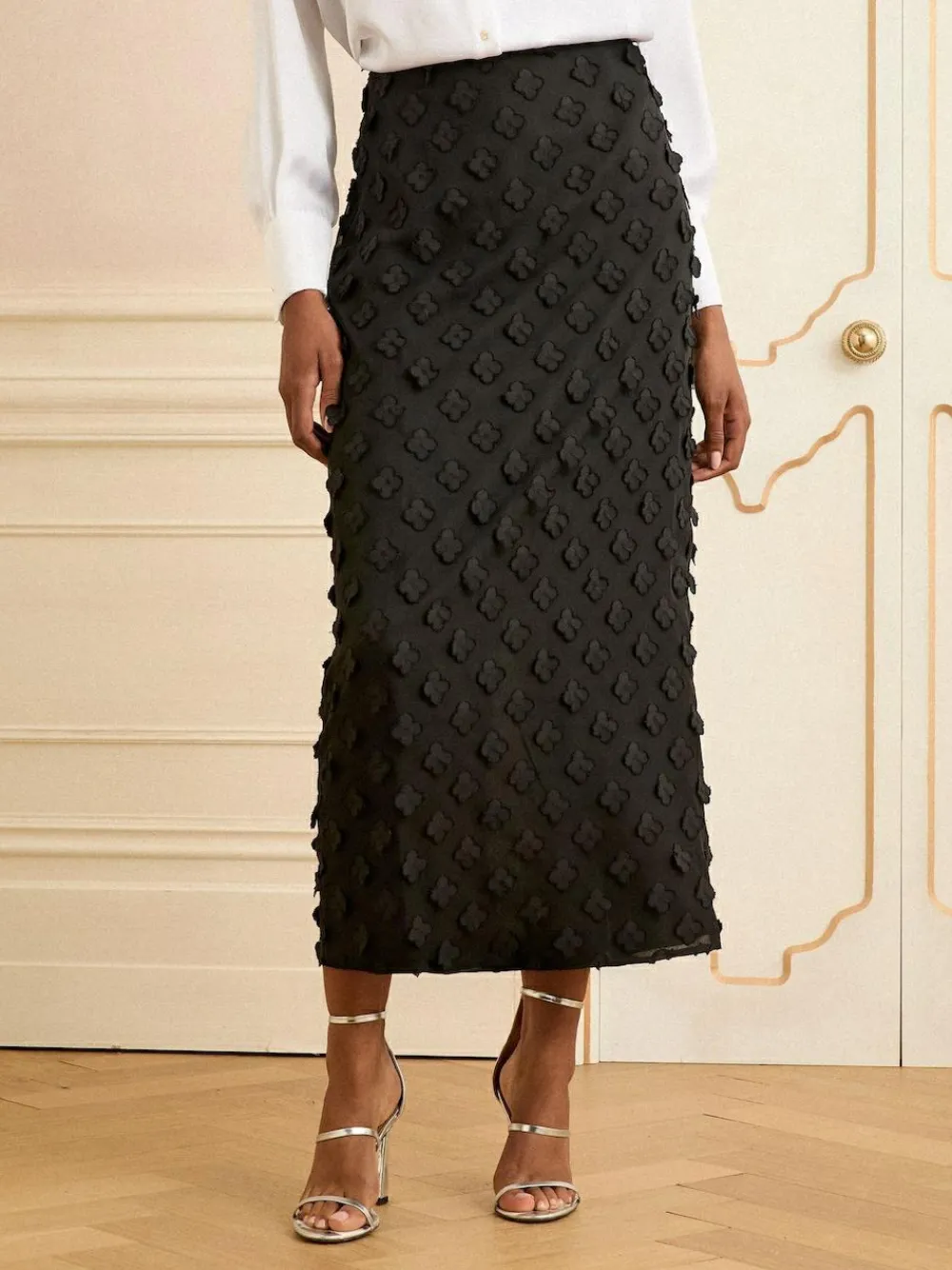 Love & Roses 3D Floral Midi Skirt^Women Skirts