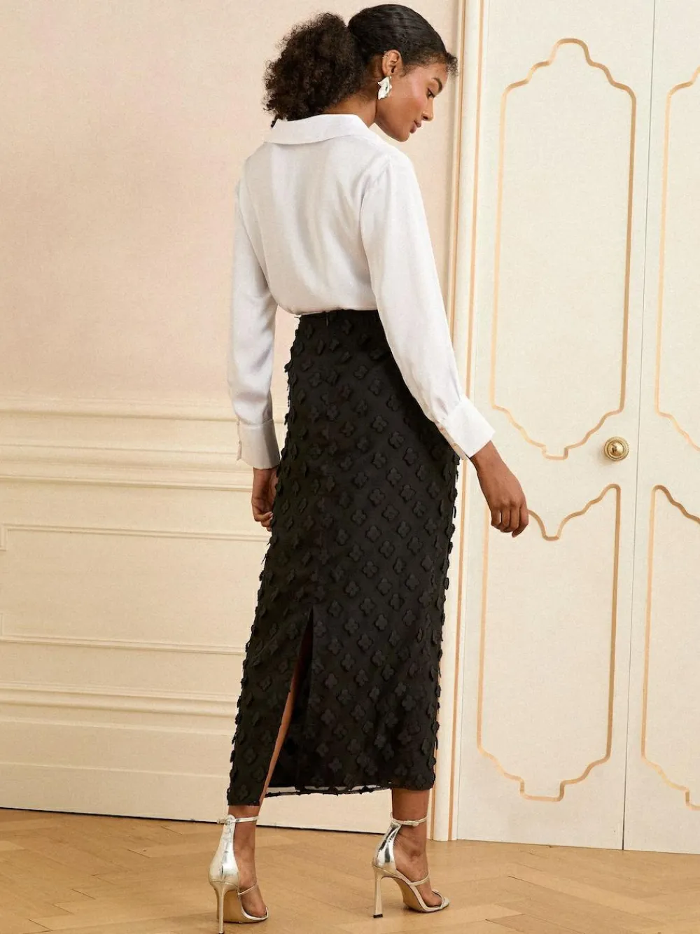 Love & Roses 3D Floral Midi Skirt^Women Skirts