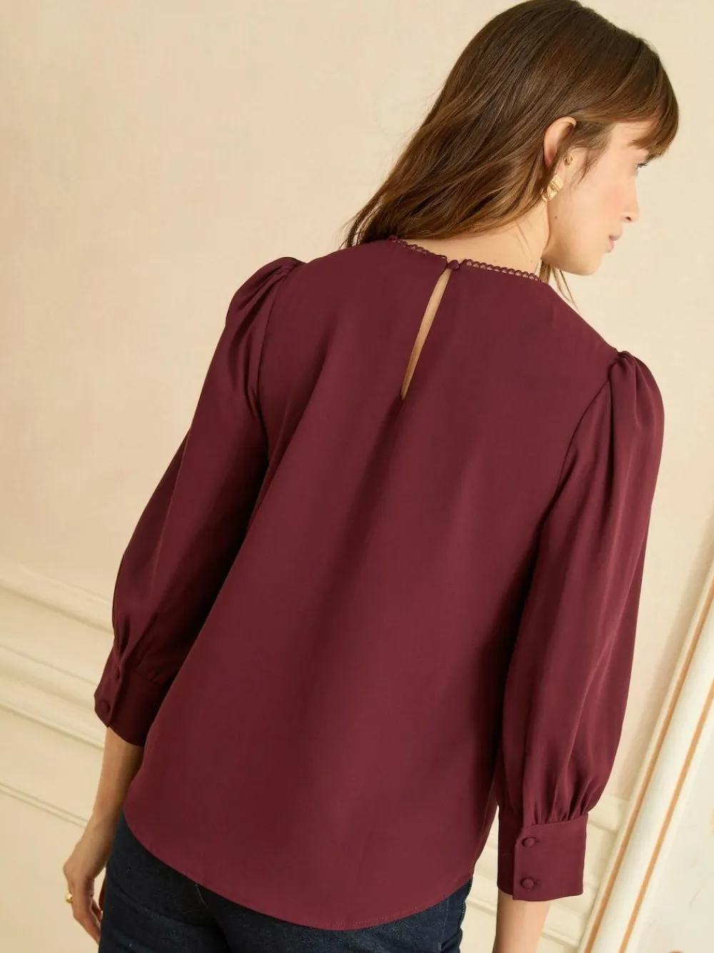 Love & Roses 3/4 Sleeve Scallop Detail Blouse^Women Tops & T-Shirts|Blouses & Shirts