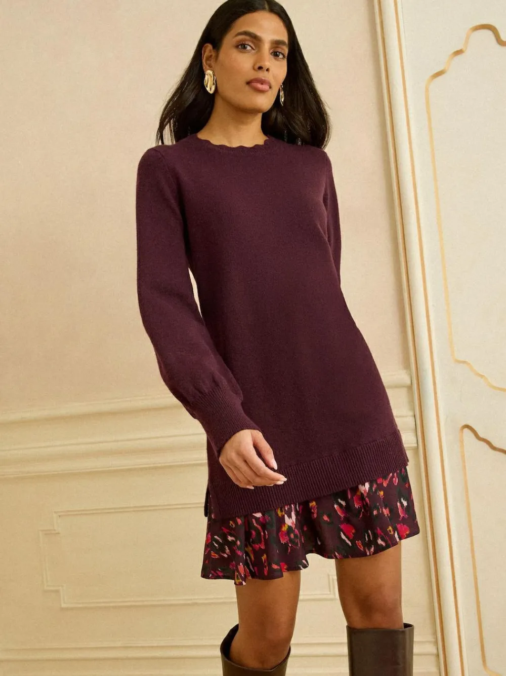 Love & Roses Woven Skirt Knit Mini Dress^Women Knitwear|Knitwear