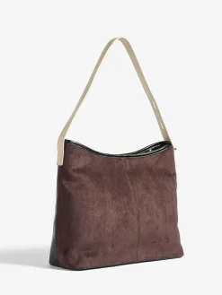 Clearance Love & Roses Woven Slouchy Tote Bag Chocolate Brown and Black