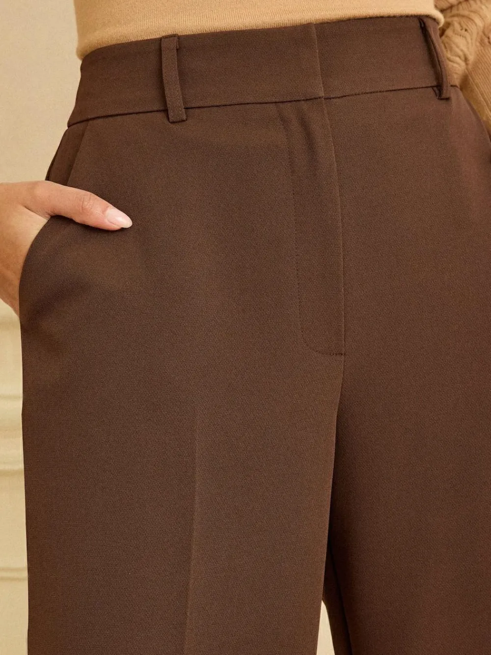 Sale Love & Roses Chocolate Brown Wide Leg Trousers