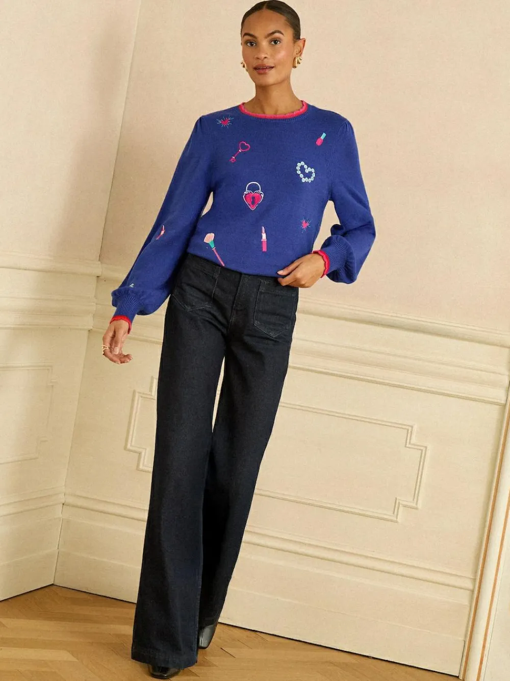 Love & Roses Embroidered Detail Knitted Jumper^Women Knitwear|Knitwear