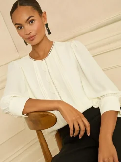Love & Roses 3/4 Sleeve Scallop Detail Blouse^Women Tops & T-Shirts|Blouses & Shirts