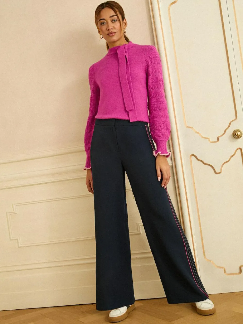 Love & Roses Contrast Side Stripe Wide Leg Trousers^Women Pants