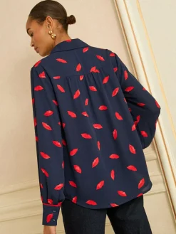 Love & Roses Long Sleeve Button Through Shirt^Women Tops & T-Shirts|Blouses & Shirts