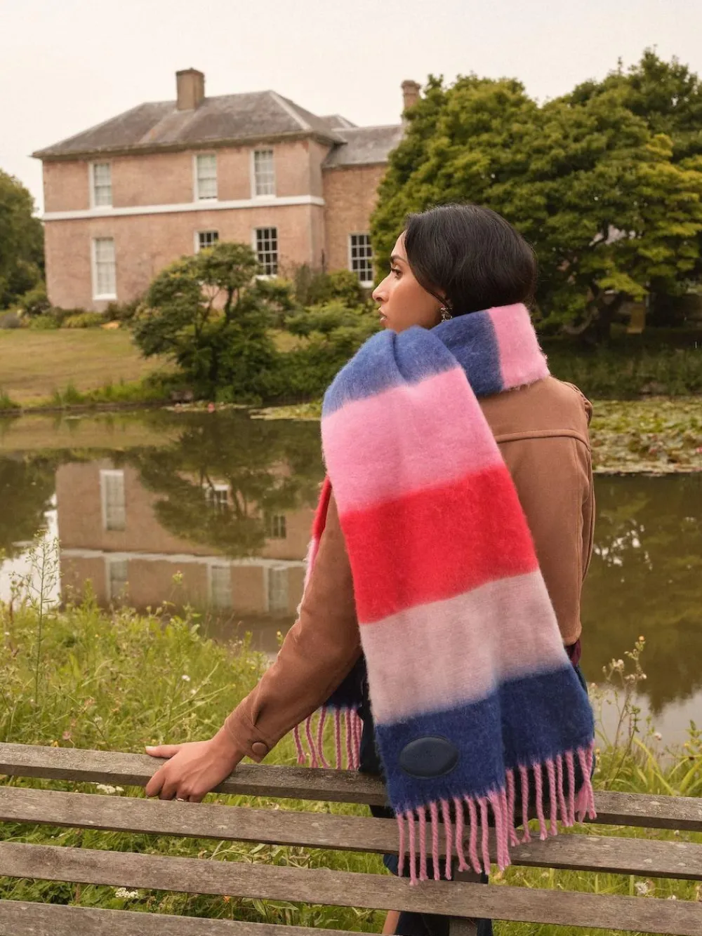 Love & Roses Pink/Blue Stripe Brushed Scarf^Women Hats, Gloves & Scarves|Hats, Gloves & Scarves