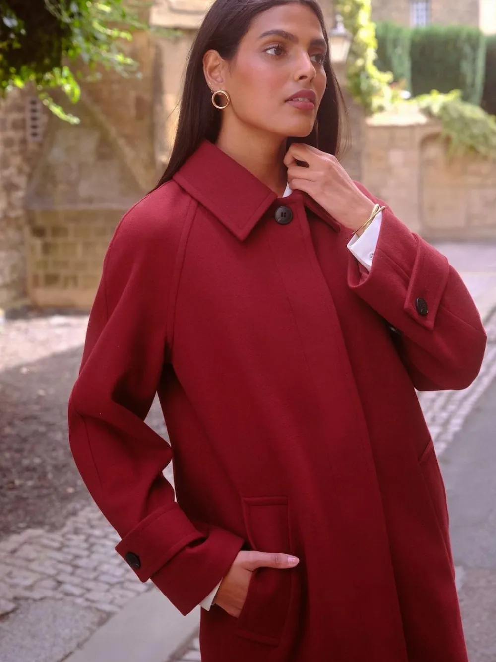Clearance Love & Roses Petite Car Coat Red