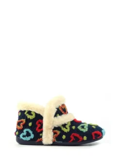New Lunar Blue Angel Heart Detail Bootie Slippers