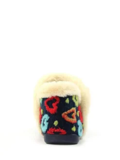New Lunar Blue Angel Heart Detail Bootie Slippers