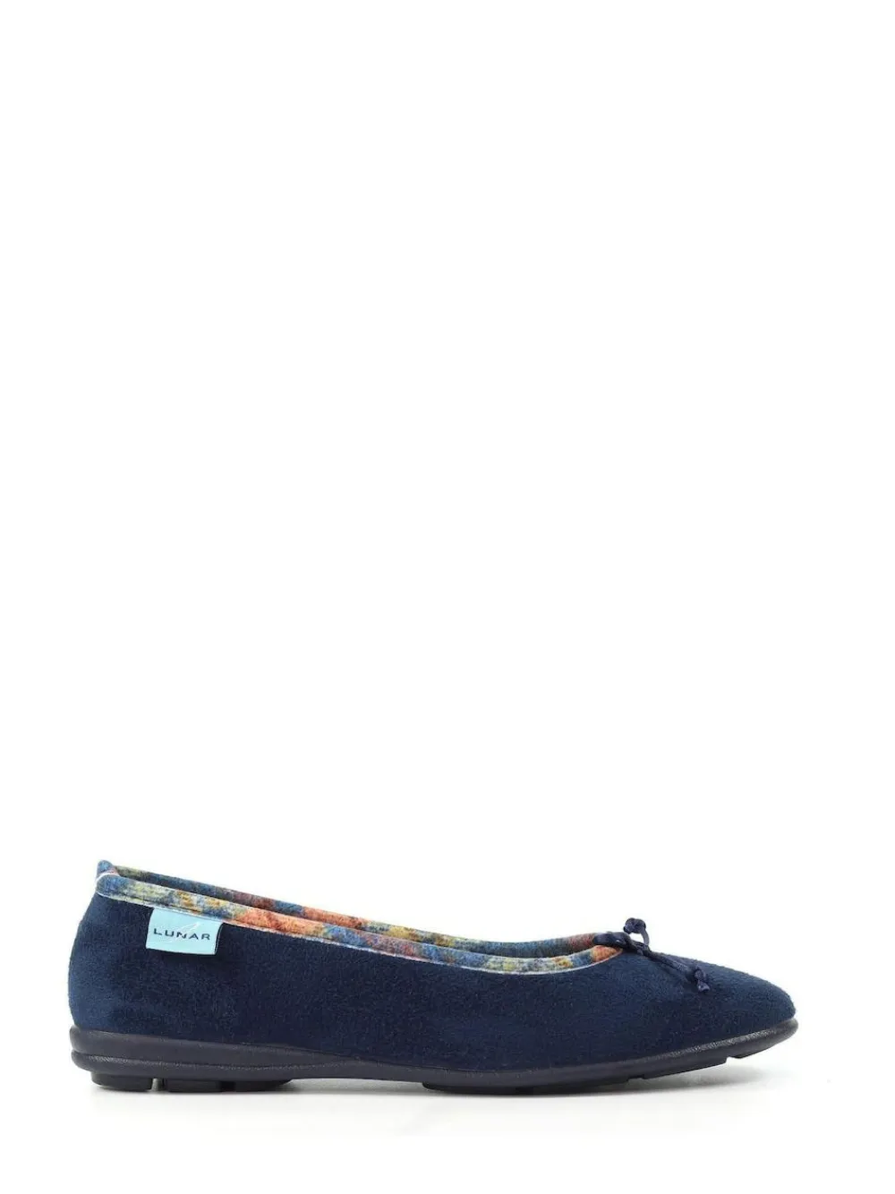 Lunar Blue Bow Tartan Trim Pump Slippers^Women Slippers