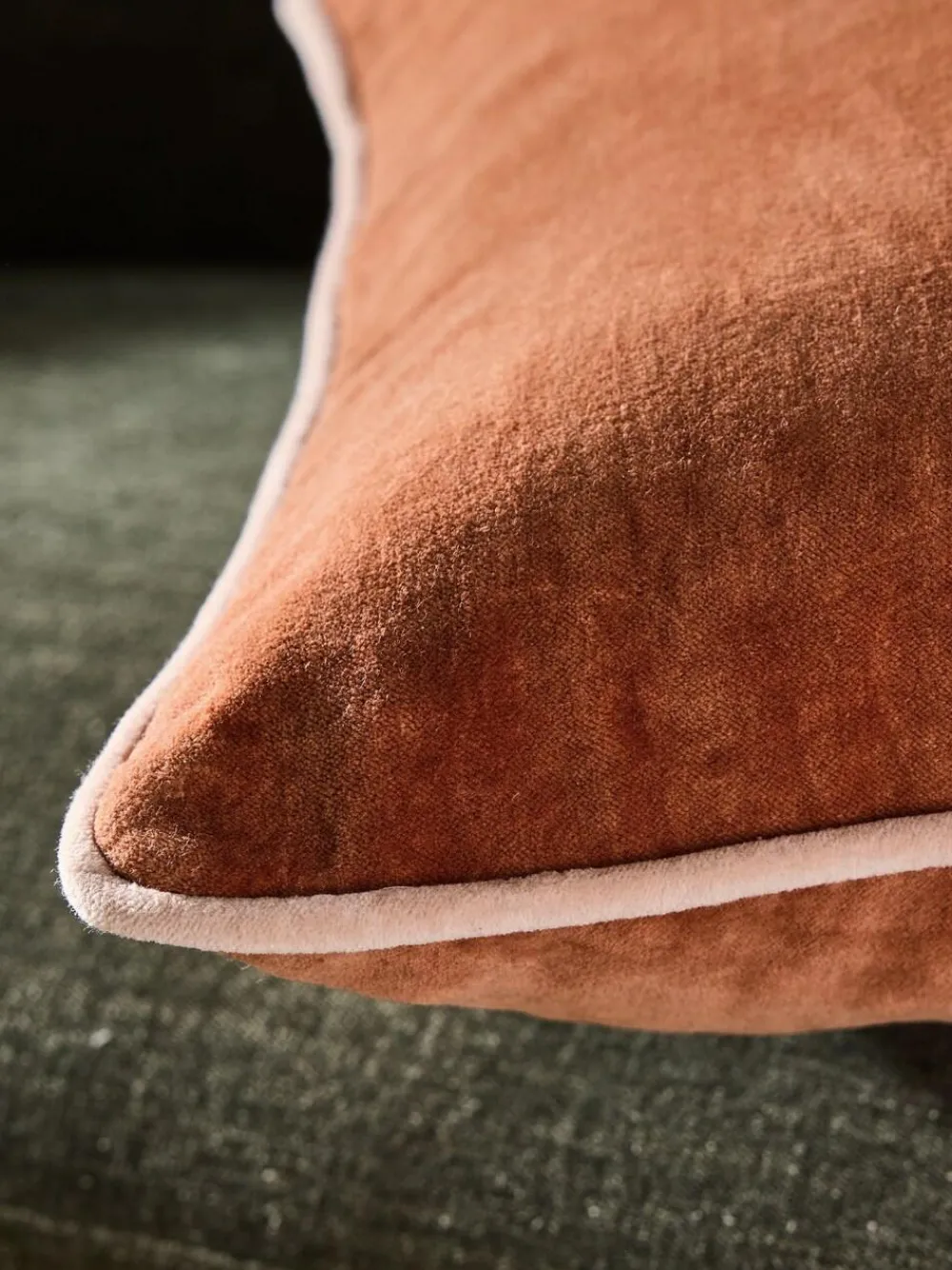 MADE.COM Bailey Cotton Velvet Piped Cushion^ Cushions & Throws